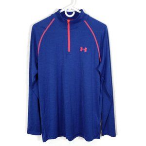 Under Armour Heat Gear Men's Tech 1/4 Zip Loose Fit Workout Shirt Blue Sz M